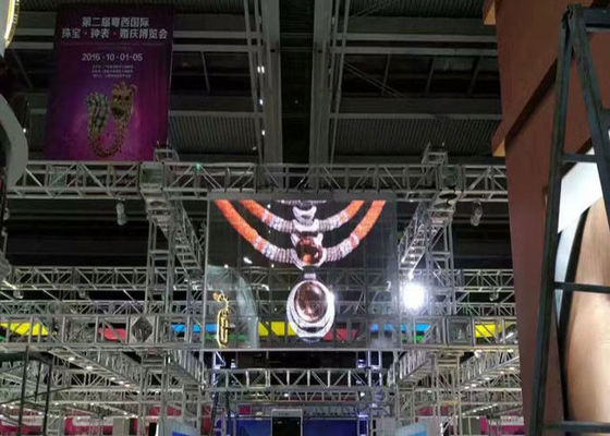 ইনডোর P10 স্বচ্ছ এলইডি ডিসপ্লে গ্লাস ভিডিও ওয়াল লাইটওয়েট 9216 ডস / বর্গমাইল